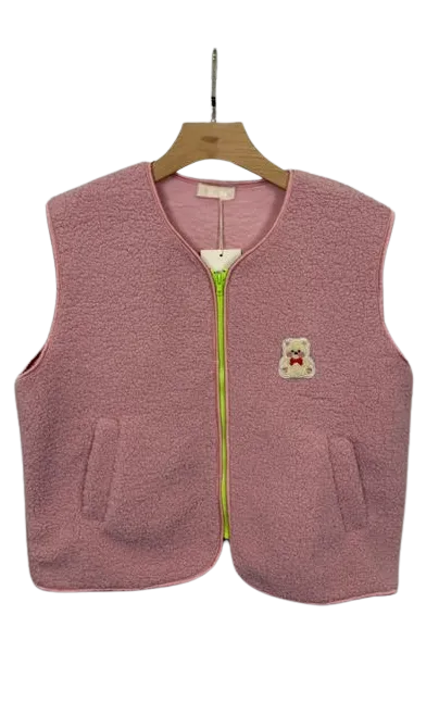 Lichtroze Teddy Vest Beer