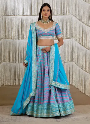 Light Blue Embroidered Lehenga Set