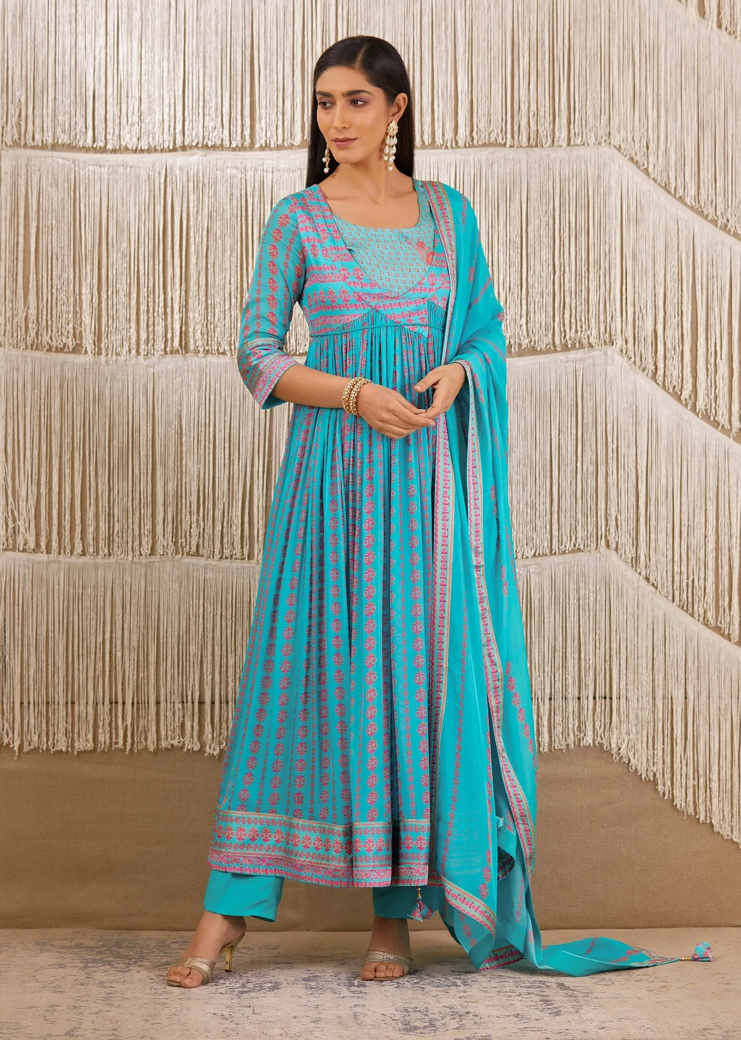 Light Blue Printed Angrakha Set