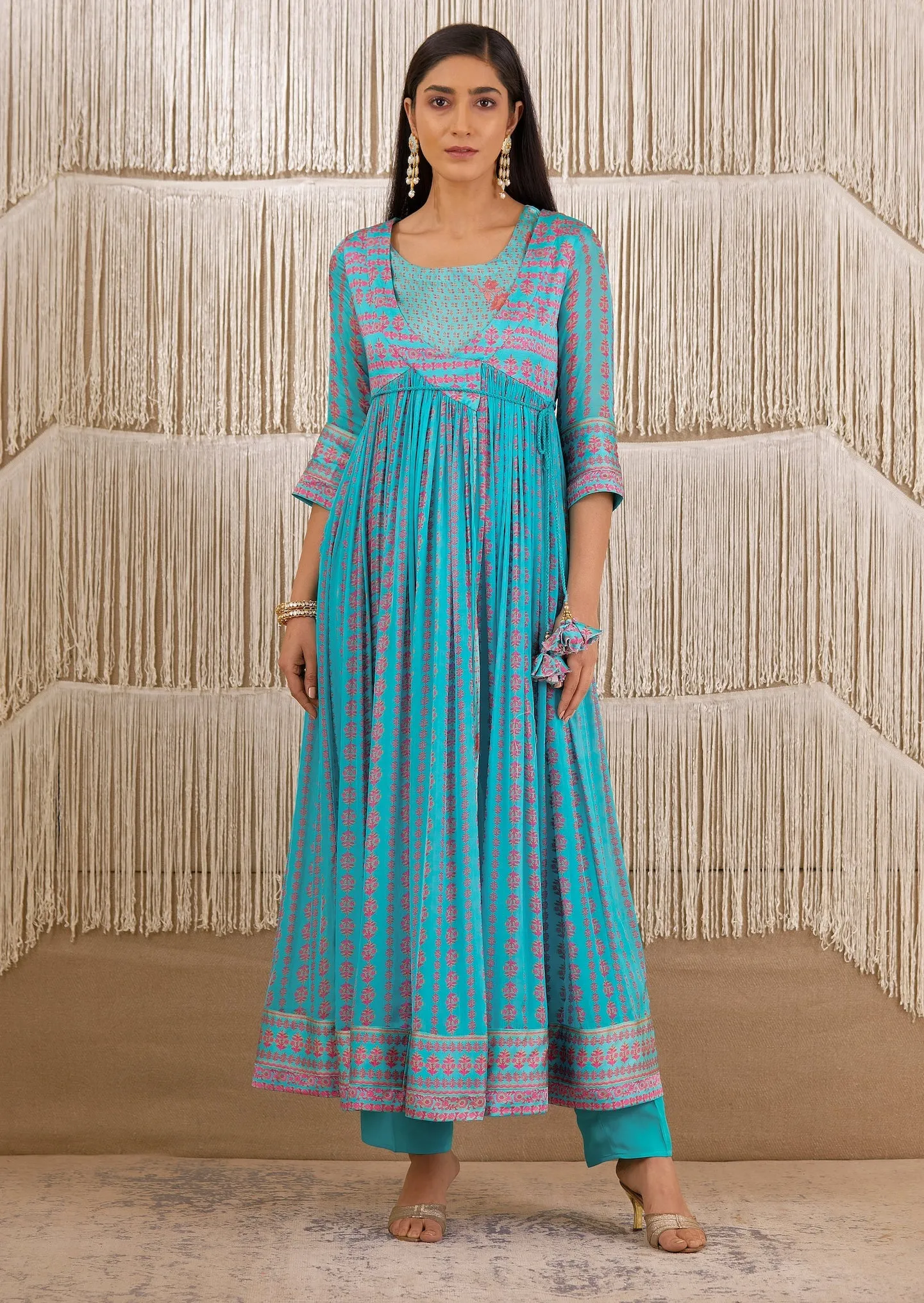 Light Blue Printed Angrakha Set