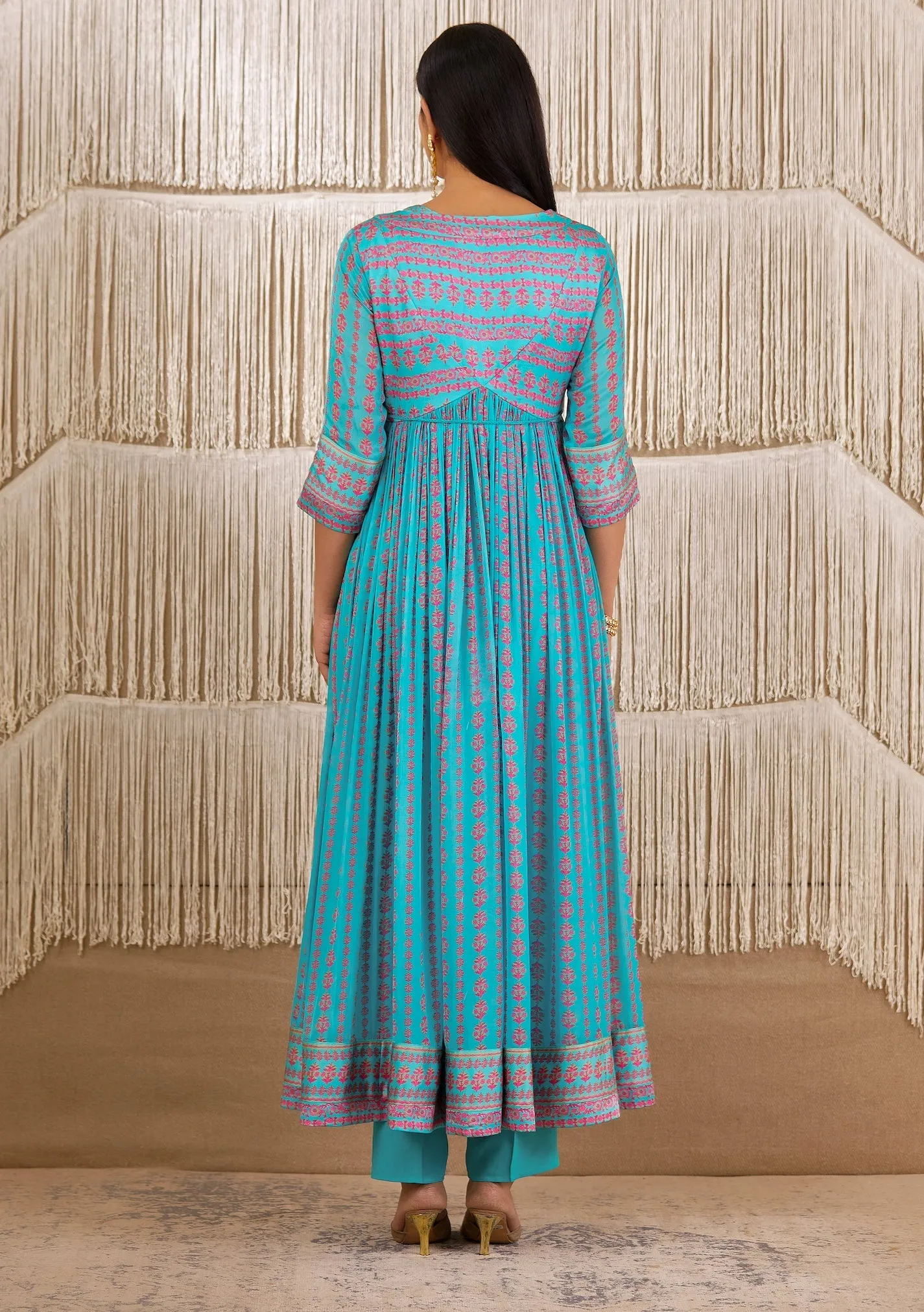 Light Blue Printed Angrakha Set
