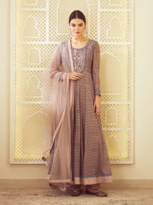 Light Neutral Pink Anarkali Set