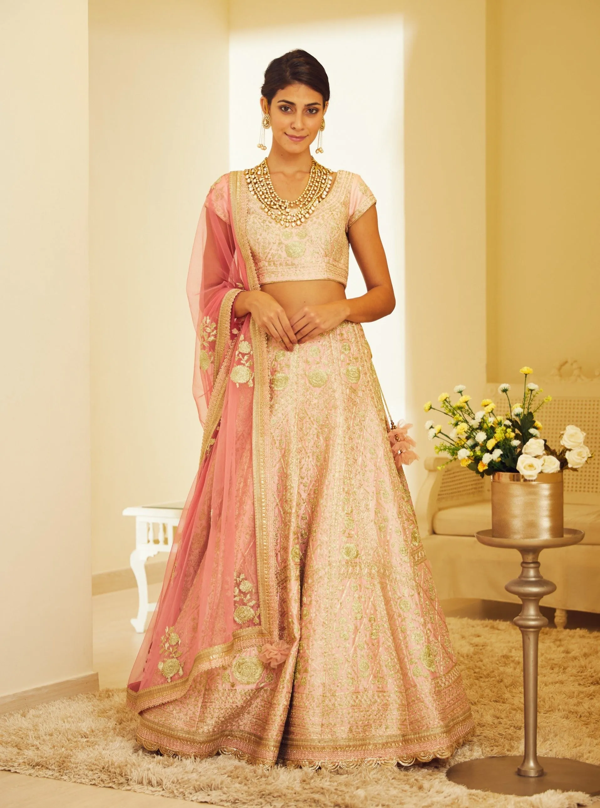 Light Pink Embroidered Lehenga Set
