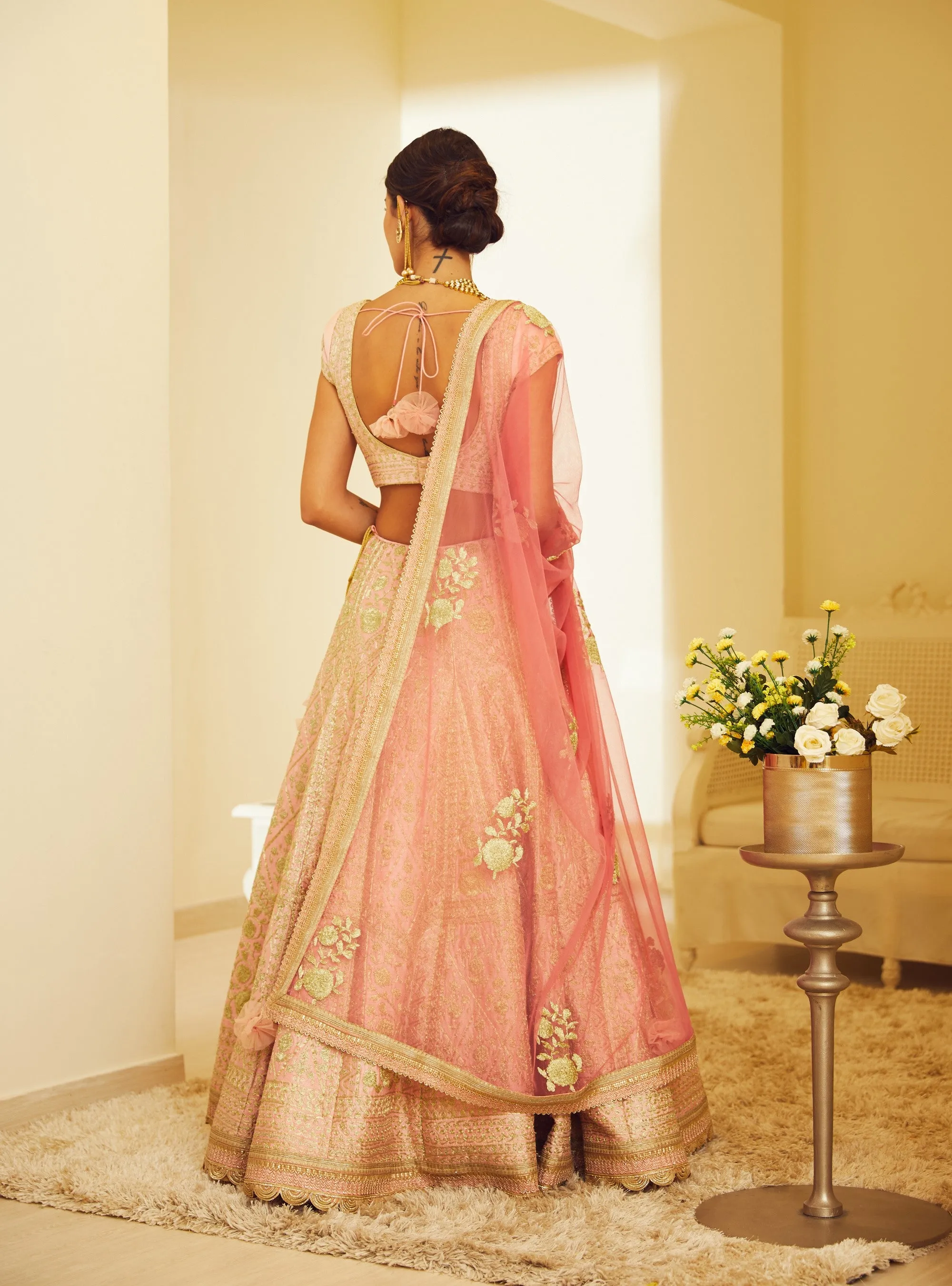 Light Pink Embroidered Lehenga Set