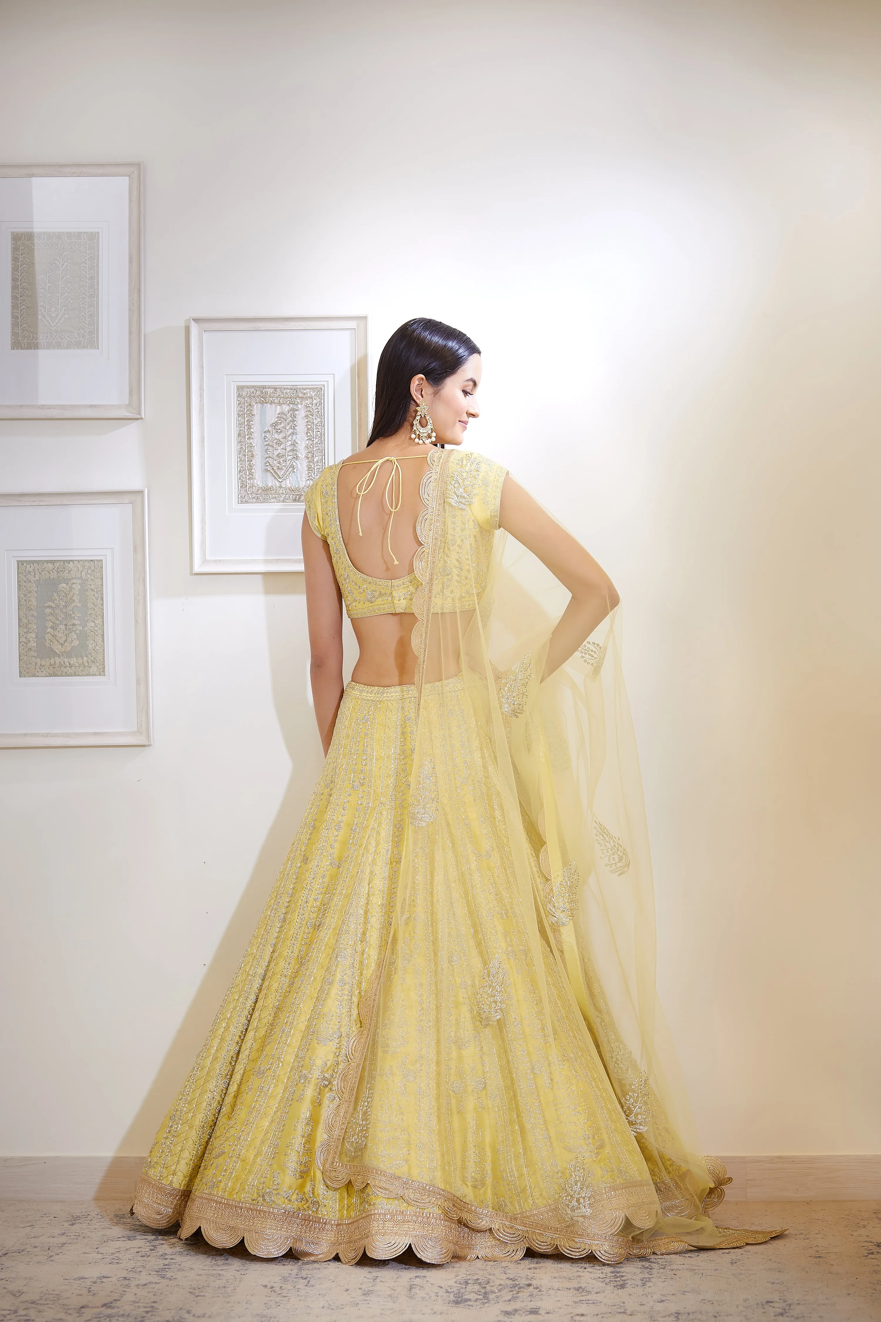 Light Yellow Embroidered Lehenga Set