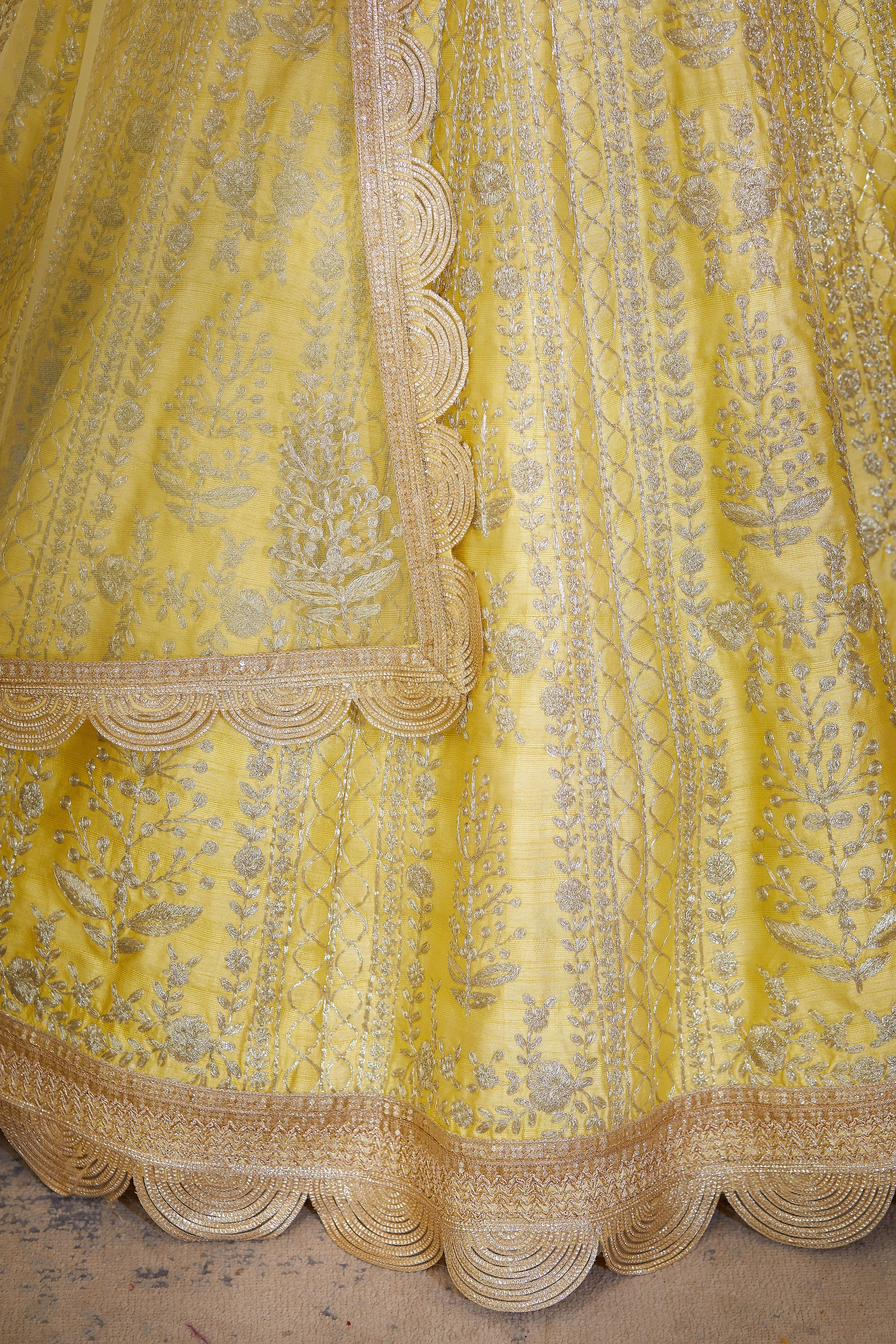 Light Yellow Embroidered Lehenga Set