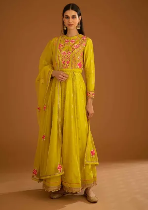 Lime green gota anarkali set