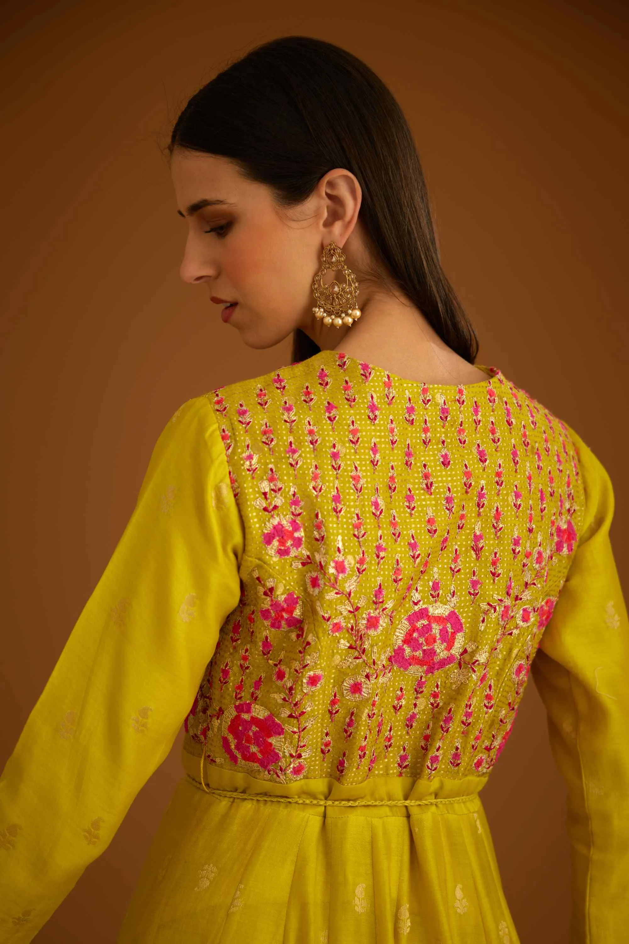 Lime green gota anarkali set
