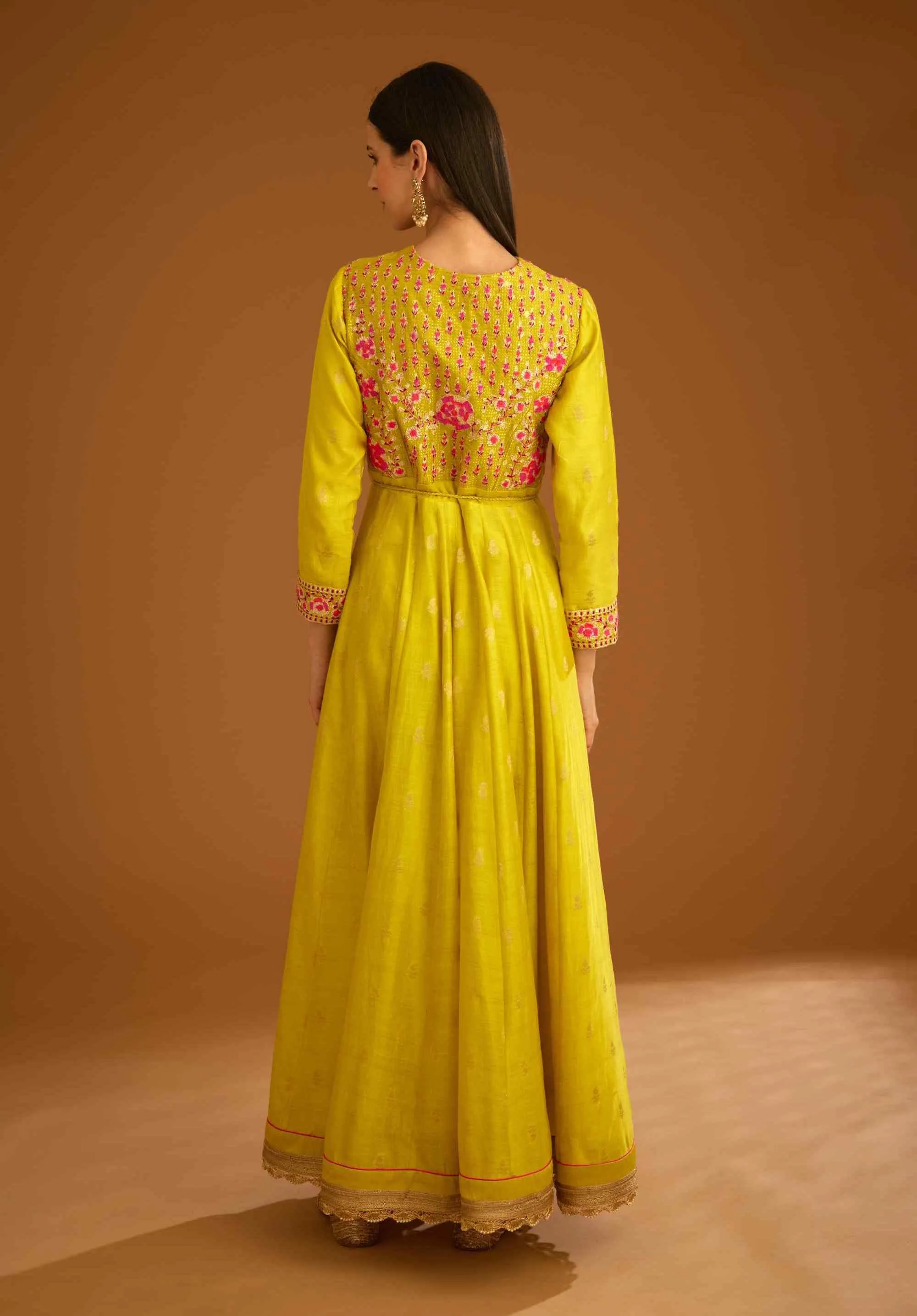 Lime green gota anarkali set