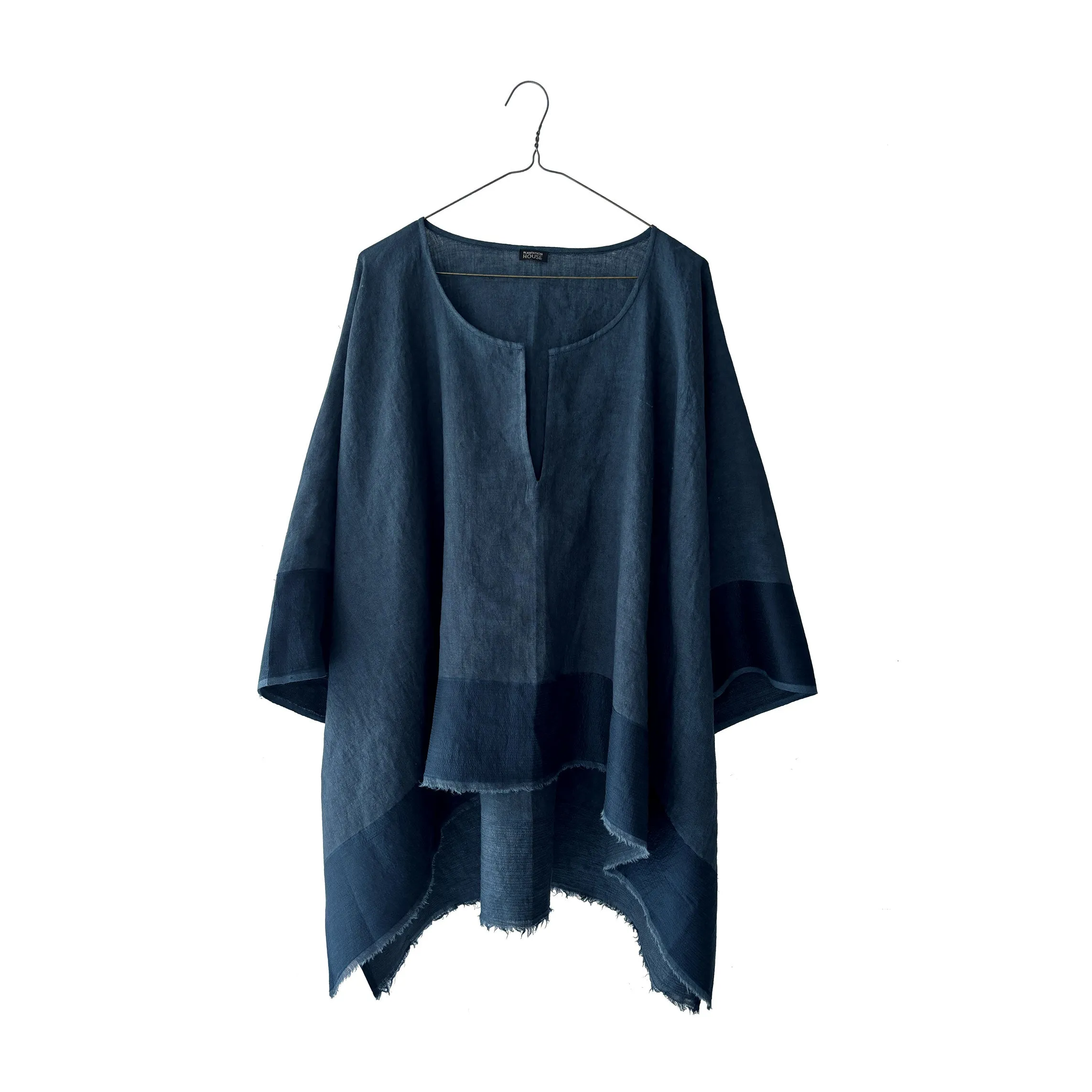 Linen Off-Grain Wide Tunic w/ silk border