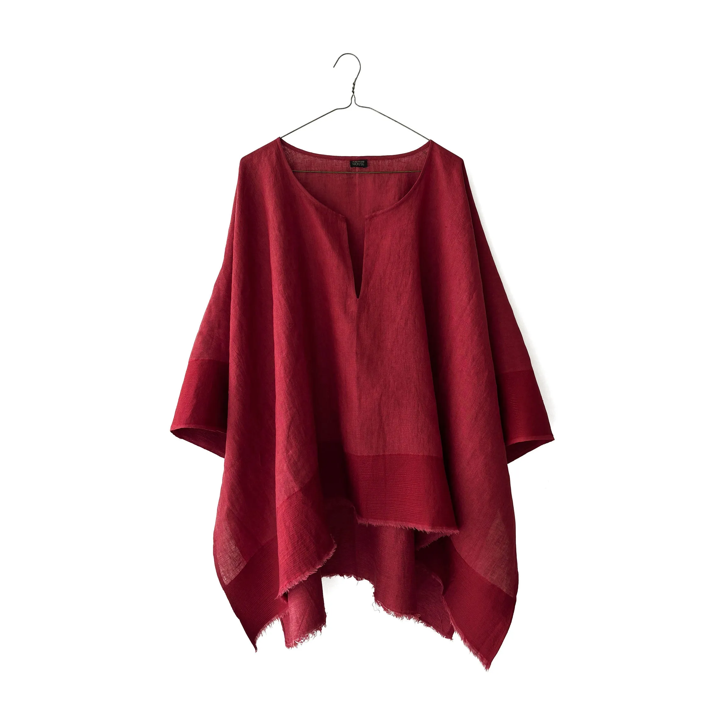 Linen Off-Grain Wide Tunic w/ silk border