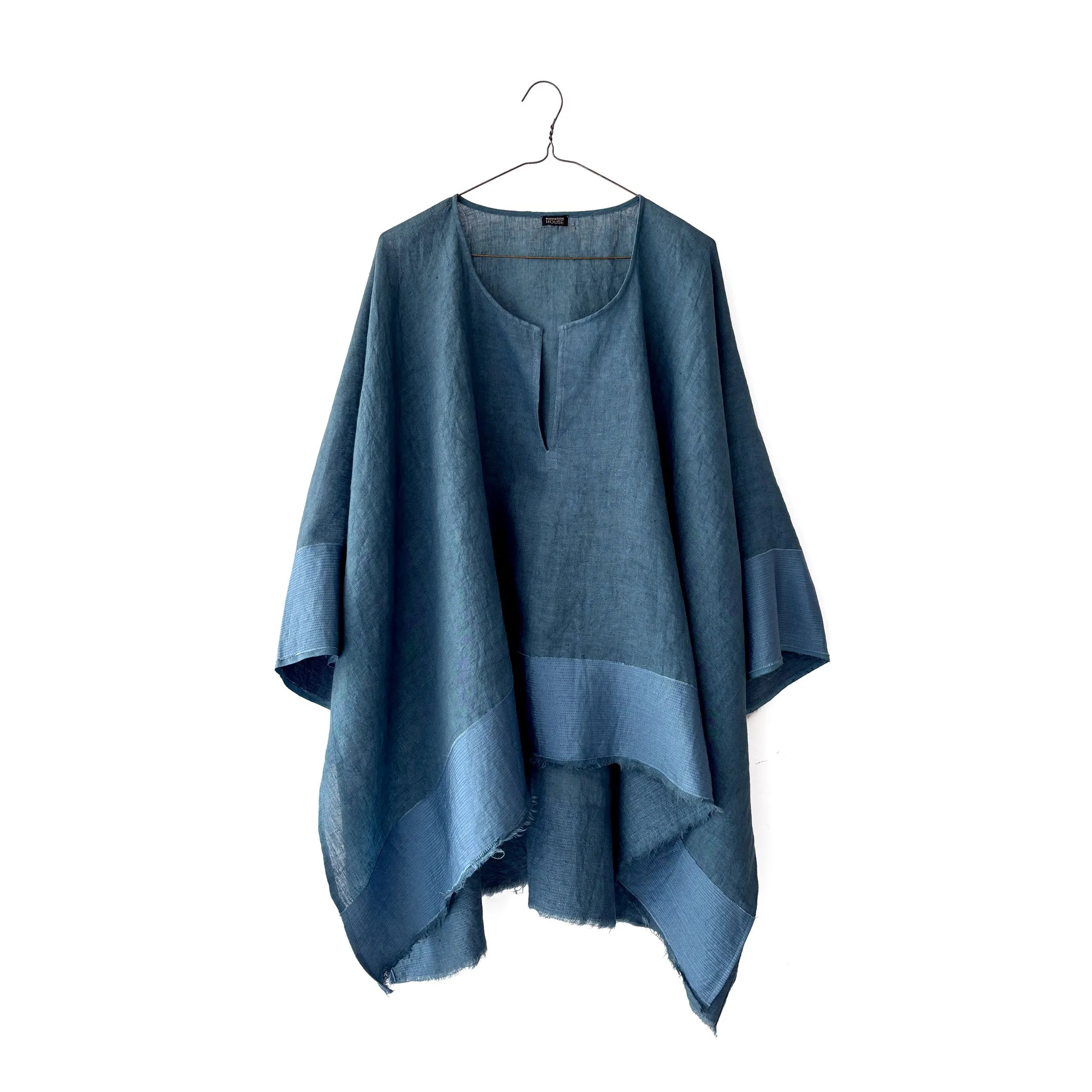 Linen Off-Grain Wide Tunic w/ silk border