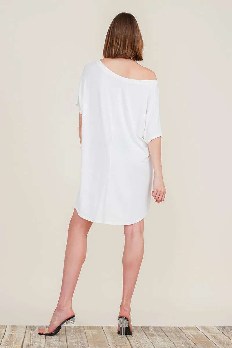 Loose Home Long Sleeve Shirt Mini Dresses Tops T Shirts Tunics S-XL
