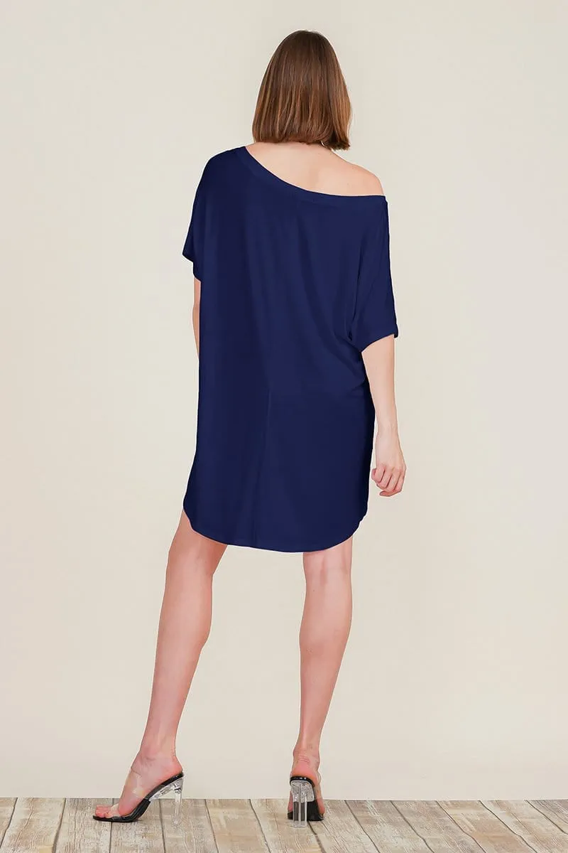 Loose Home Long Sleeve Shirt Mini Dresses Tops T Shirts Tunics S-XL