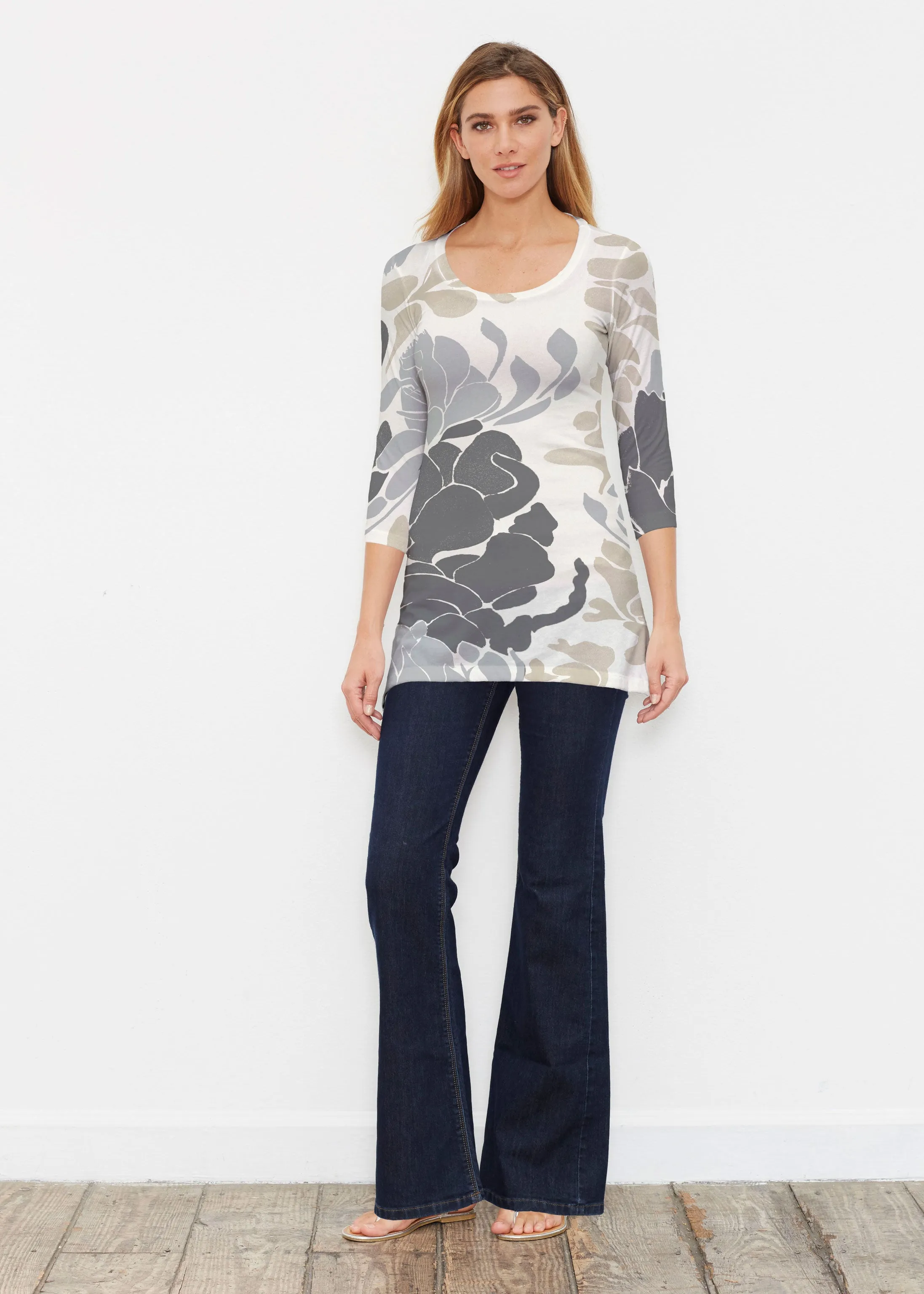 Lotus Grey (23057) ~ Buttersoft 3/4 Sleeve Tunic
