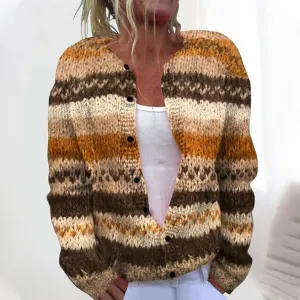 Lucy - Brown Soft Printed Cardigan