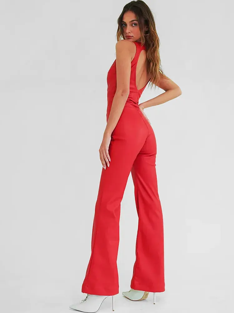 Maria | Denim Flared Jumpsuit