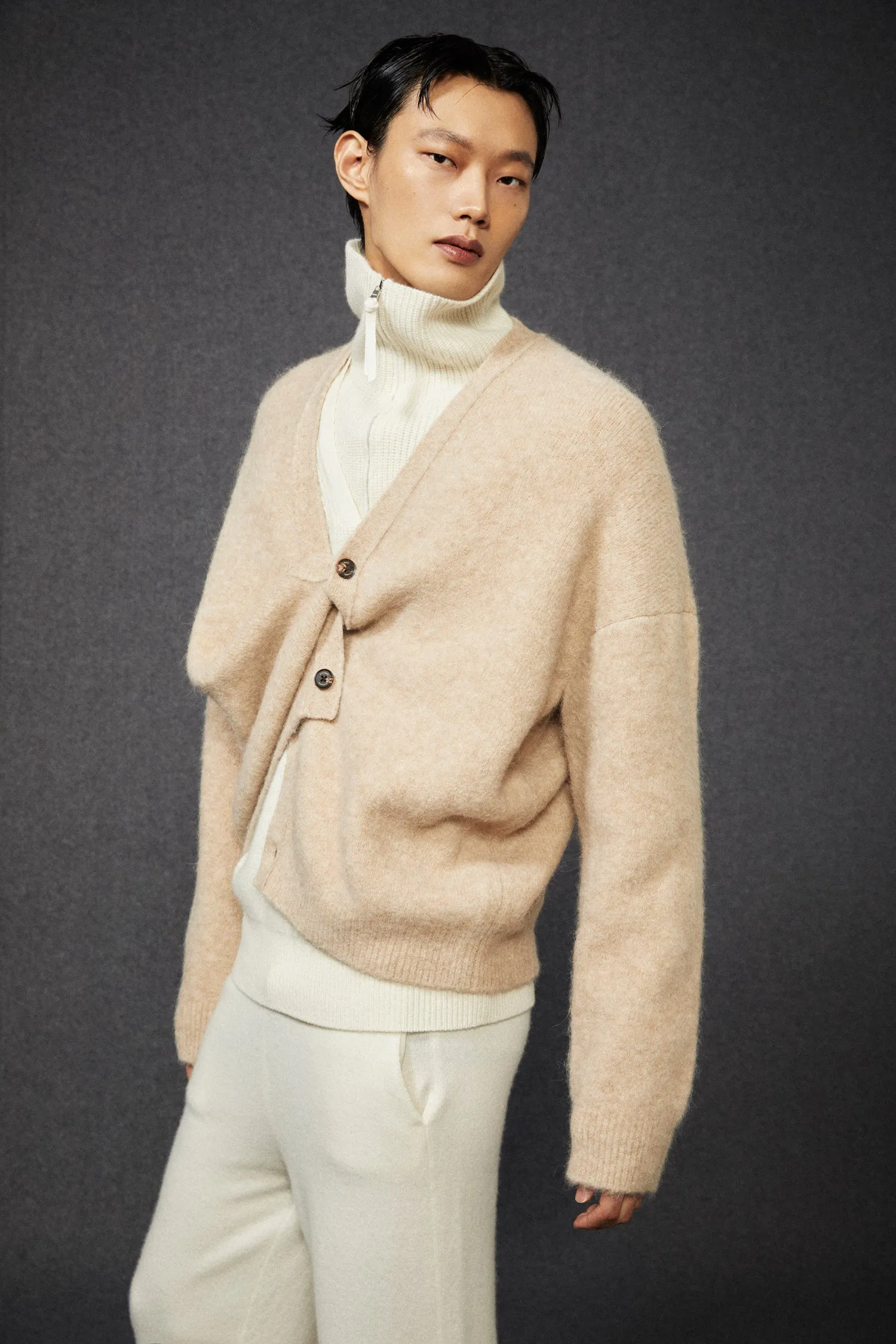 Men Fluffy Alpaca Cardigan