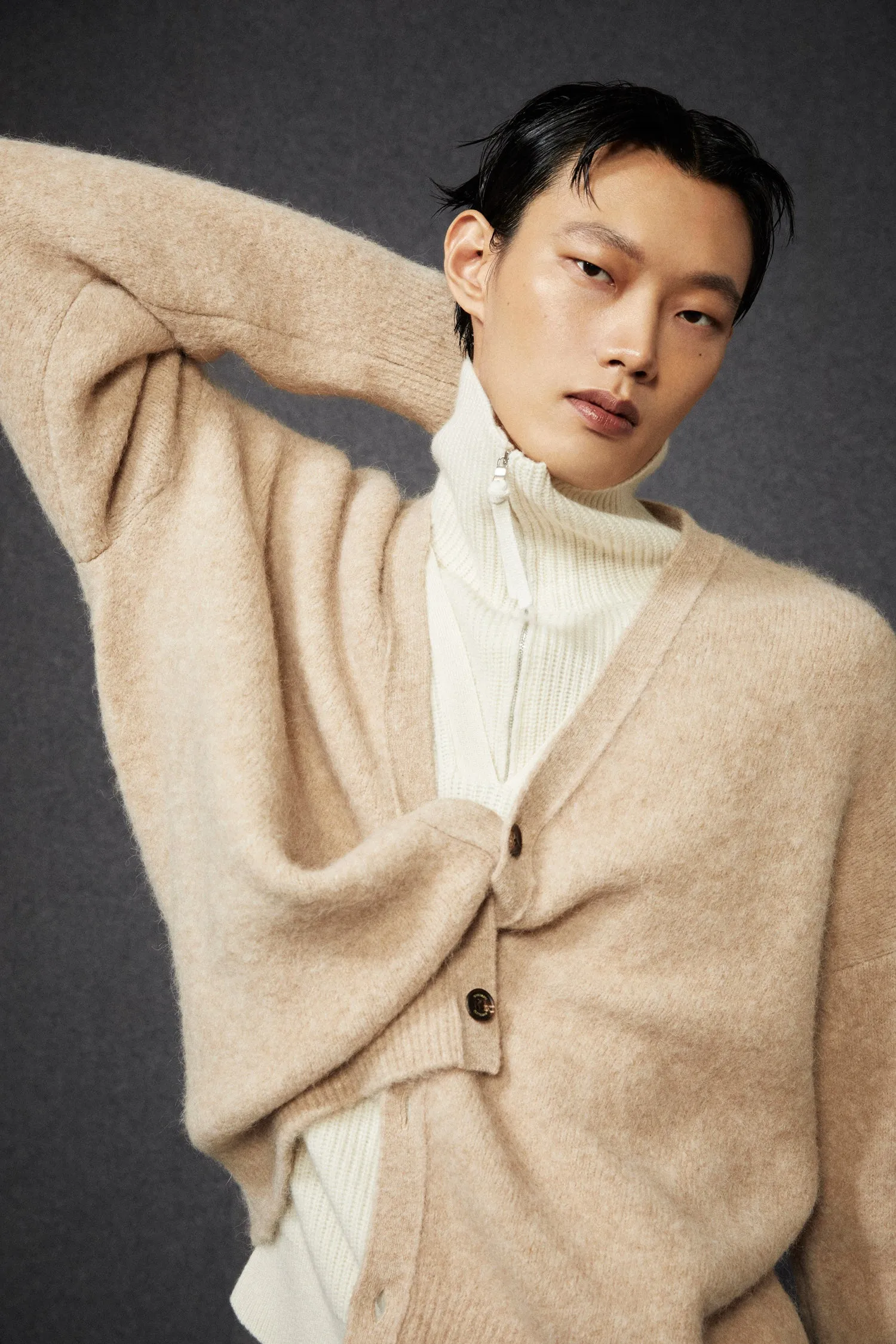 Men Fluffy Alpaca Cardigan