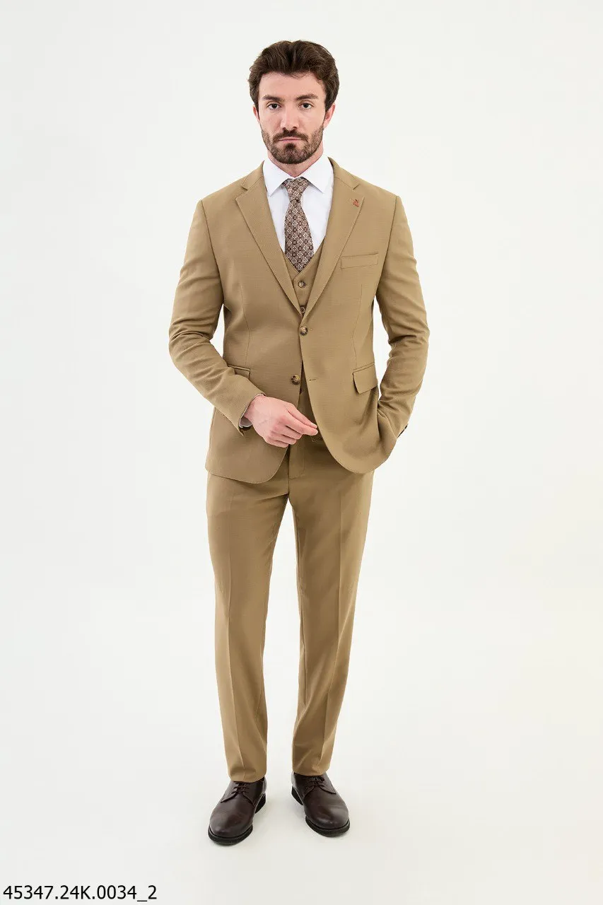 Men's Camel 3 Piece Slim Fit Suits CS-004