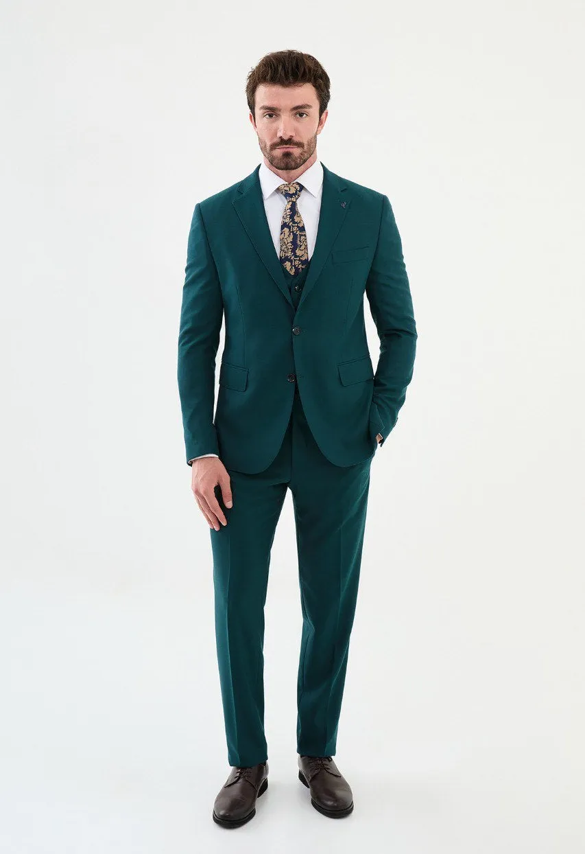 Men's Green 3 Piece Slim Fit Suits
