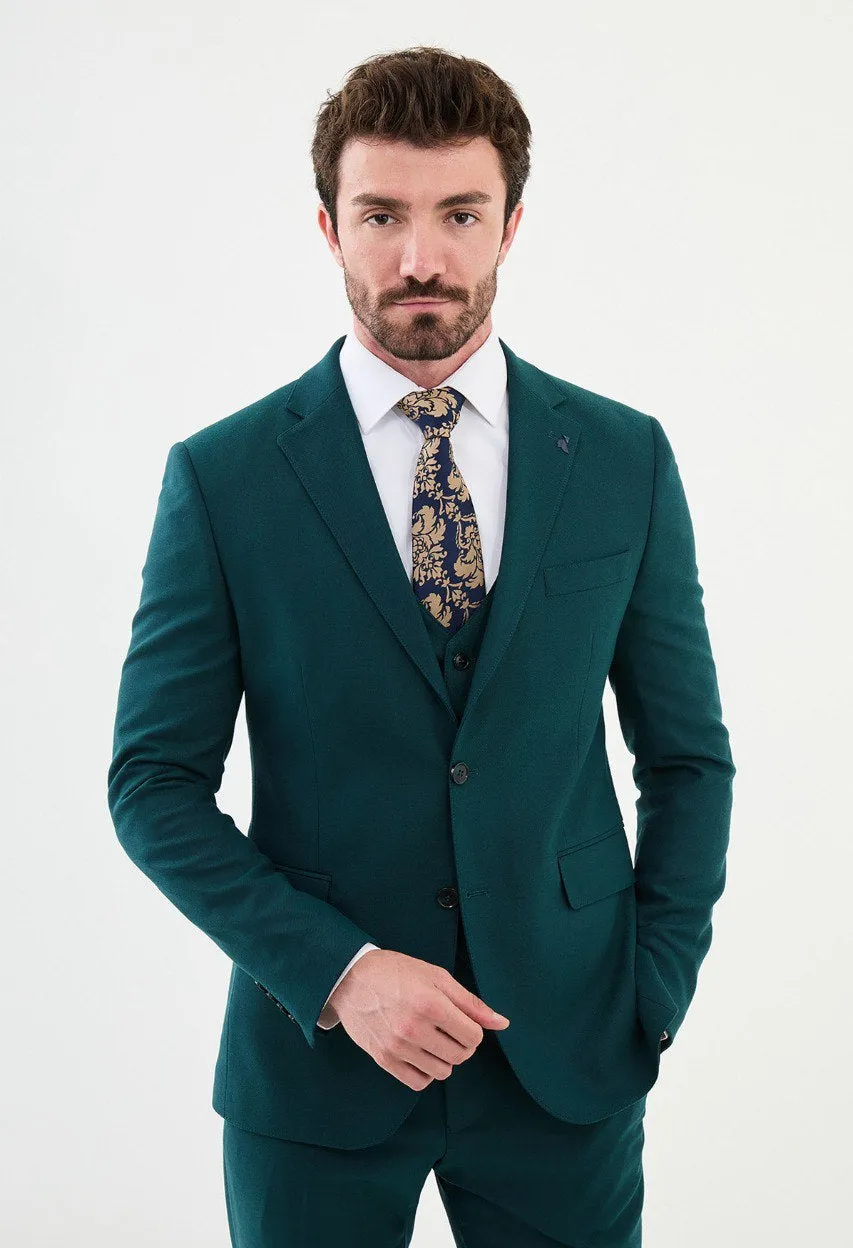 Men's Green 3 Piece Slim Fit Suits