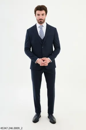 Men's Navy Blue 3 Piece Slim Fit Suits NB-003