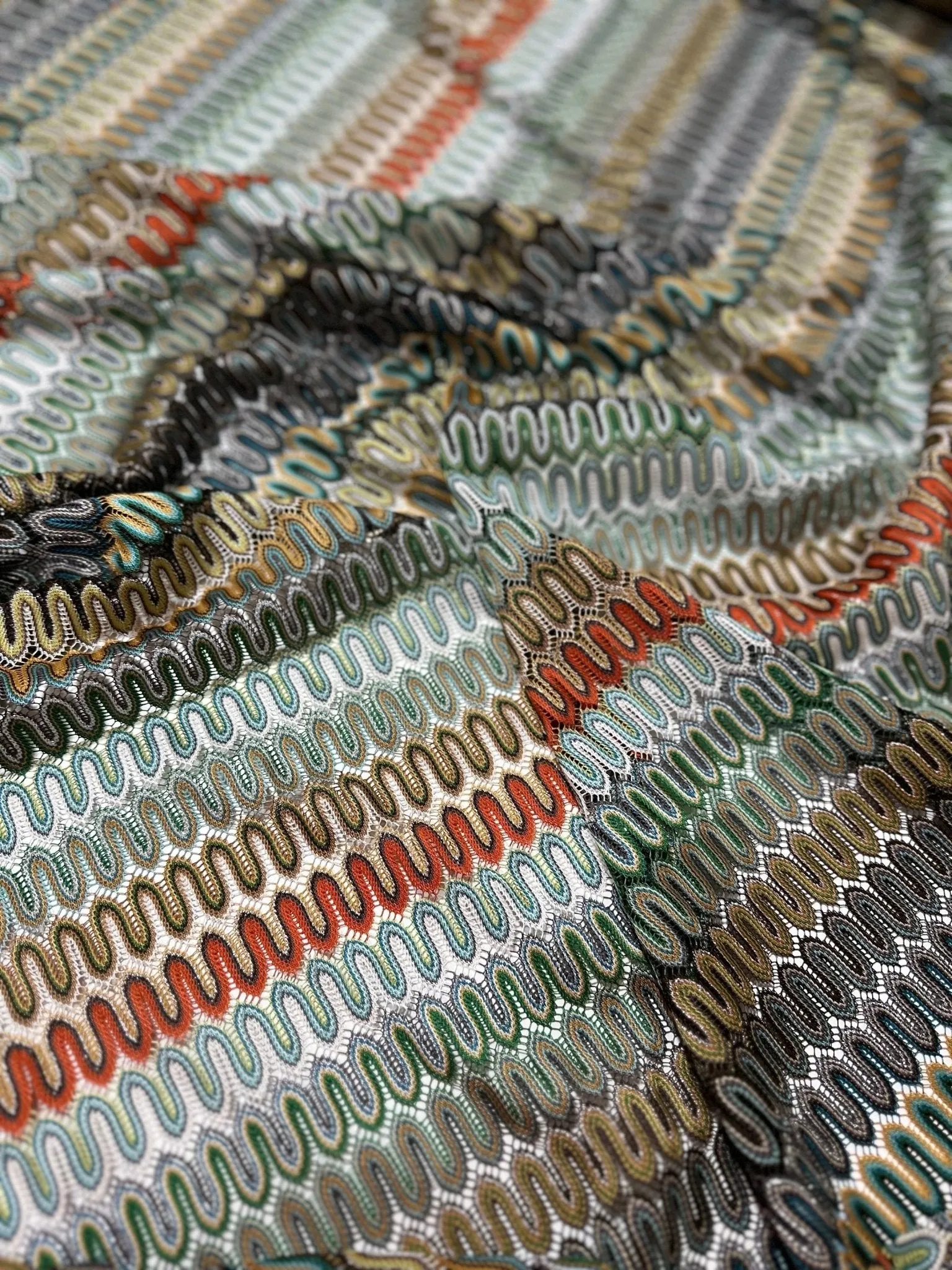 Mesh Zigzag Knit Jersey Fabric - Versatile Lightweight Material