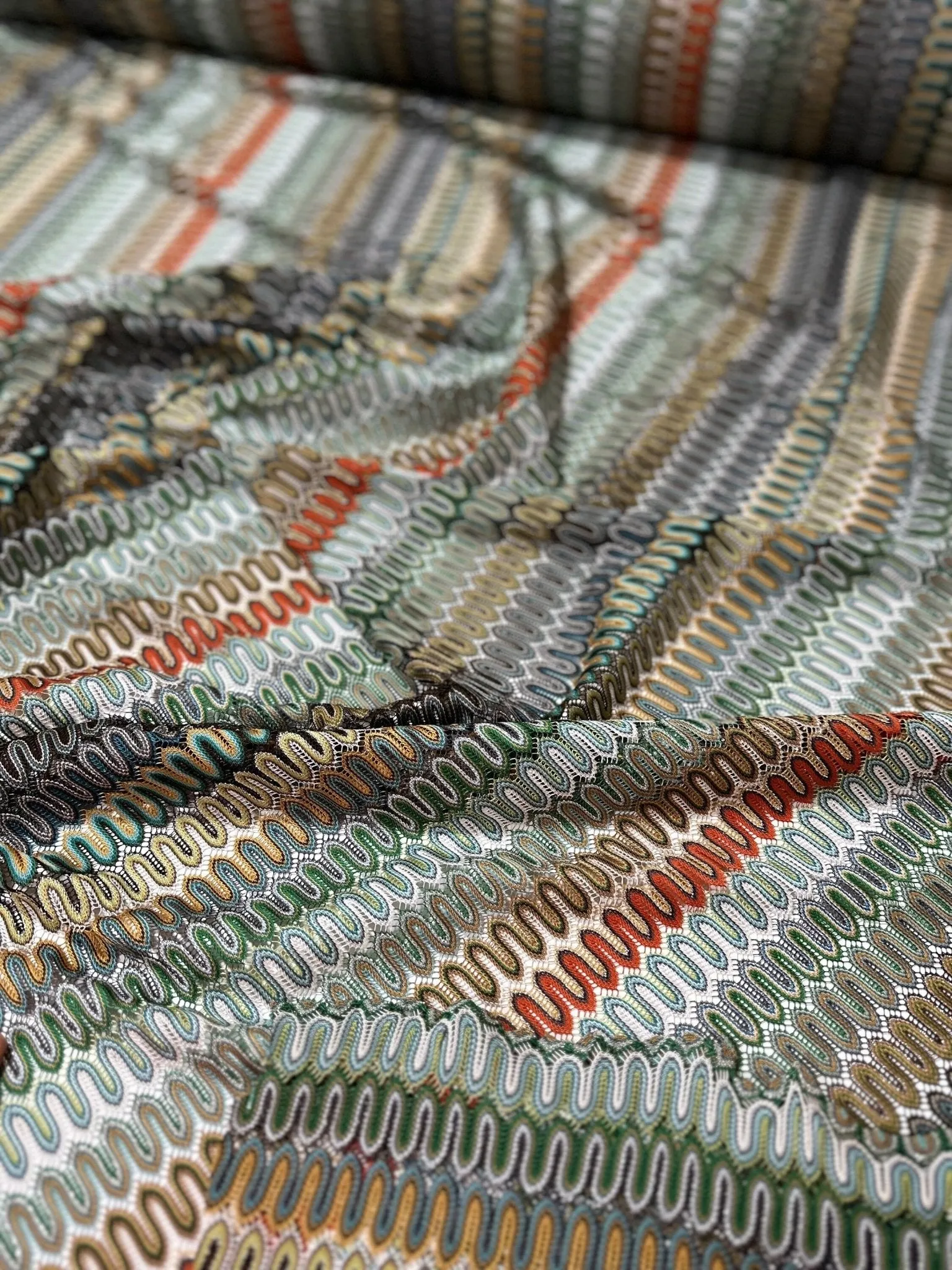 Mesh Zigzag Knit Jersey Fabric - Versatile Lightweight Material