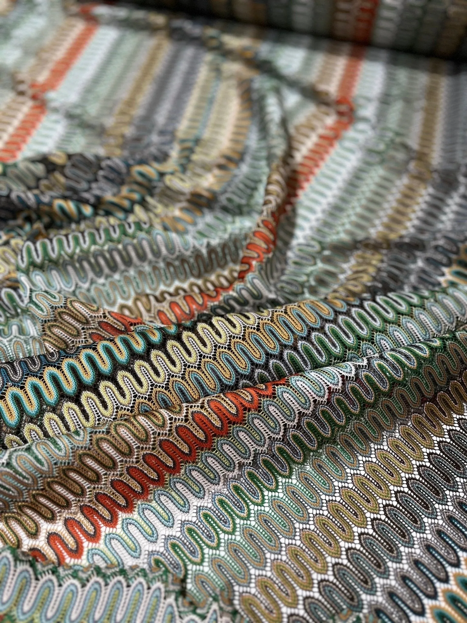 Mesh Zigzag Knit Jersey Fabric - Versatile Lightweight Material