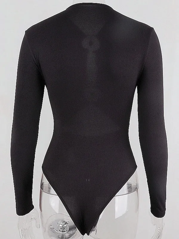 Momnfancy Black Cut Out Crop Long Sleeve Fashion Chic Photoshoot Maternity Bodysuit