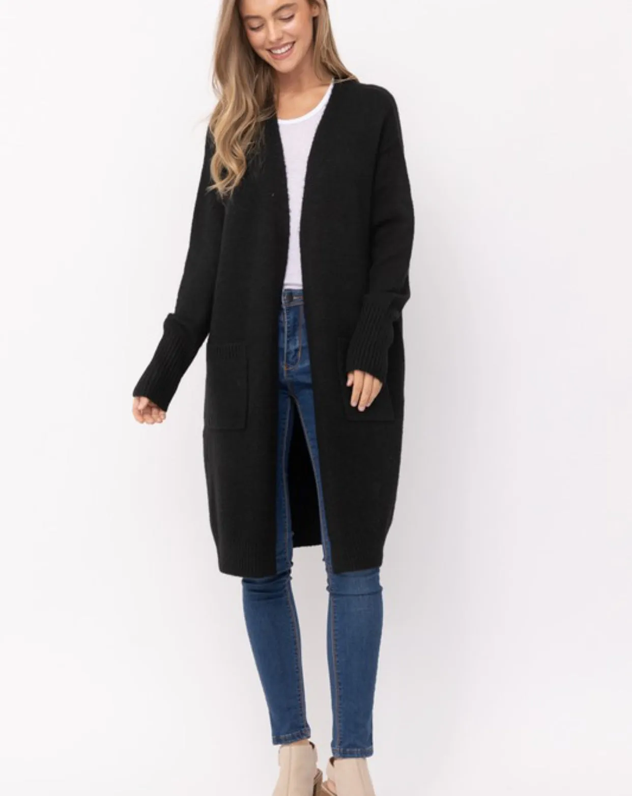 Mossy Long Cardigan Black