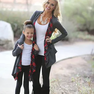 Mother And Daughter Plaid Cardigan