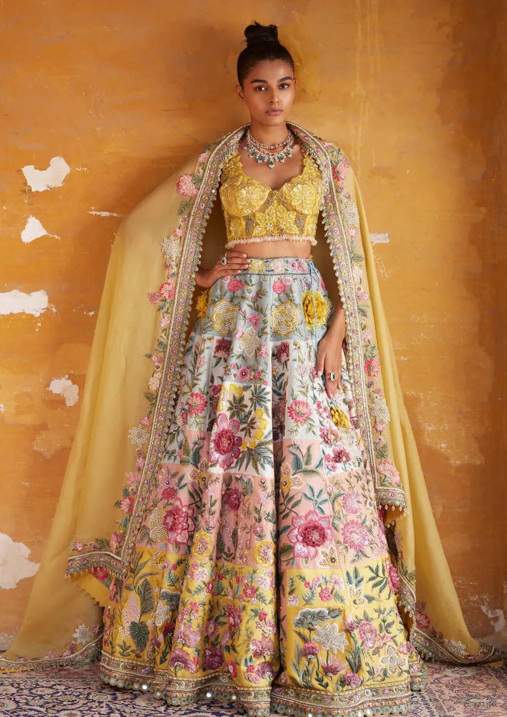 Multi patchwork lehenga set