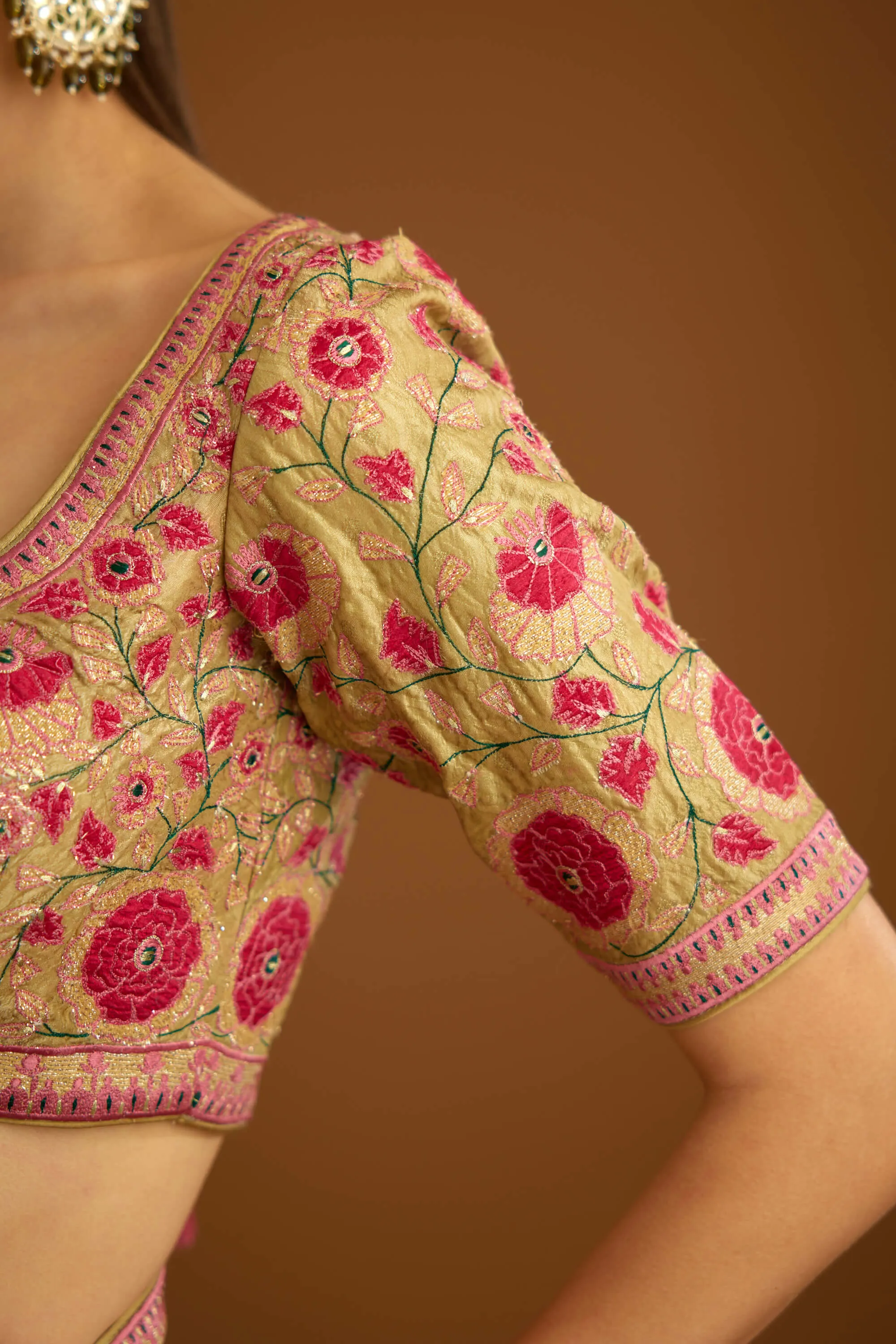 Mustard gold chanderi sari and blouse