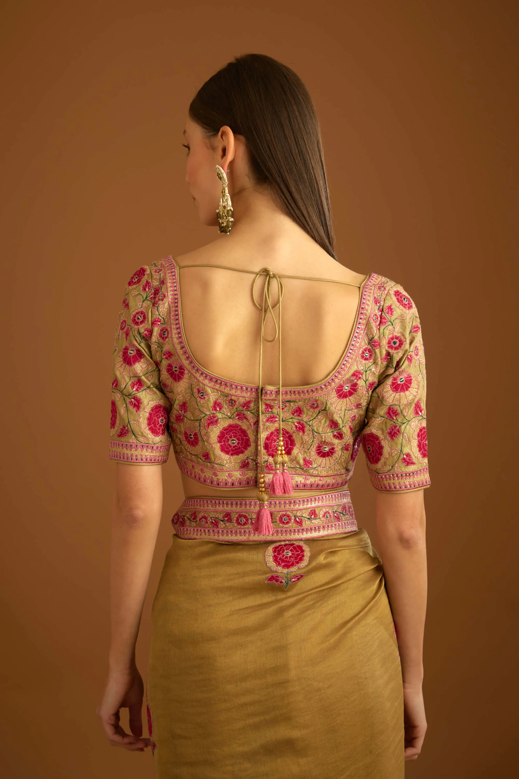 Mustard gold chanderi sari and blouse