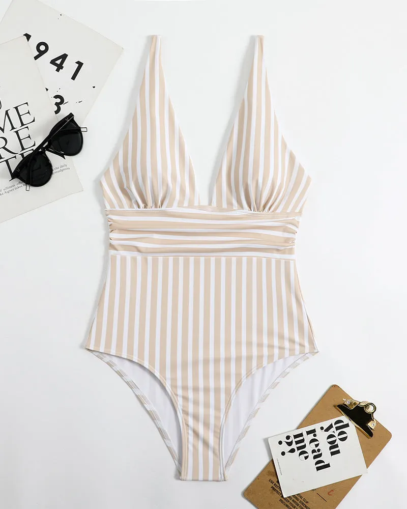 Natalia | Striped Neck Swimsuit