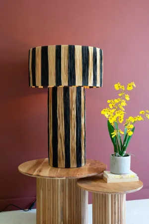 Natural and Black Raffia Table Lamp