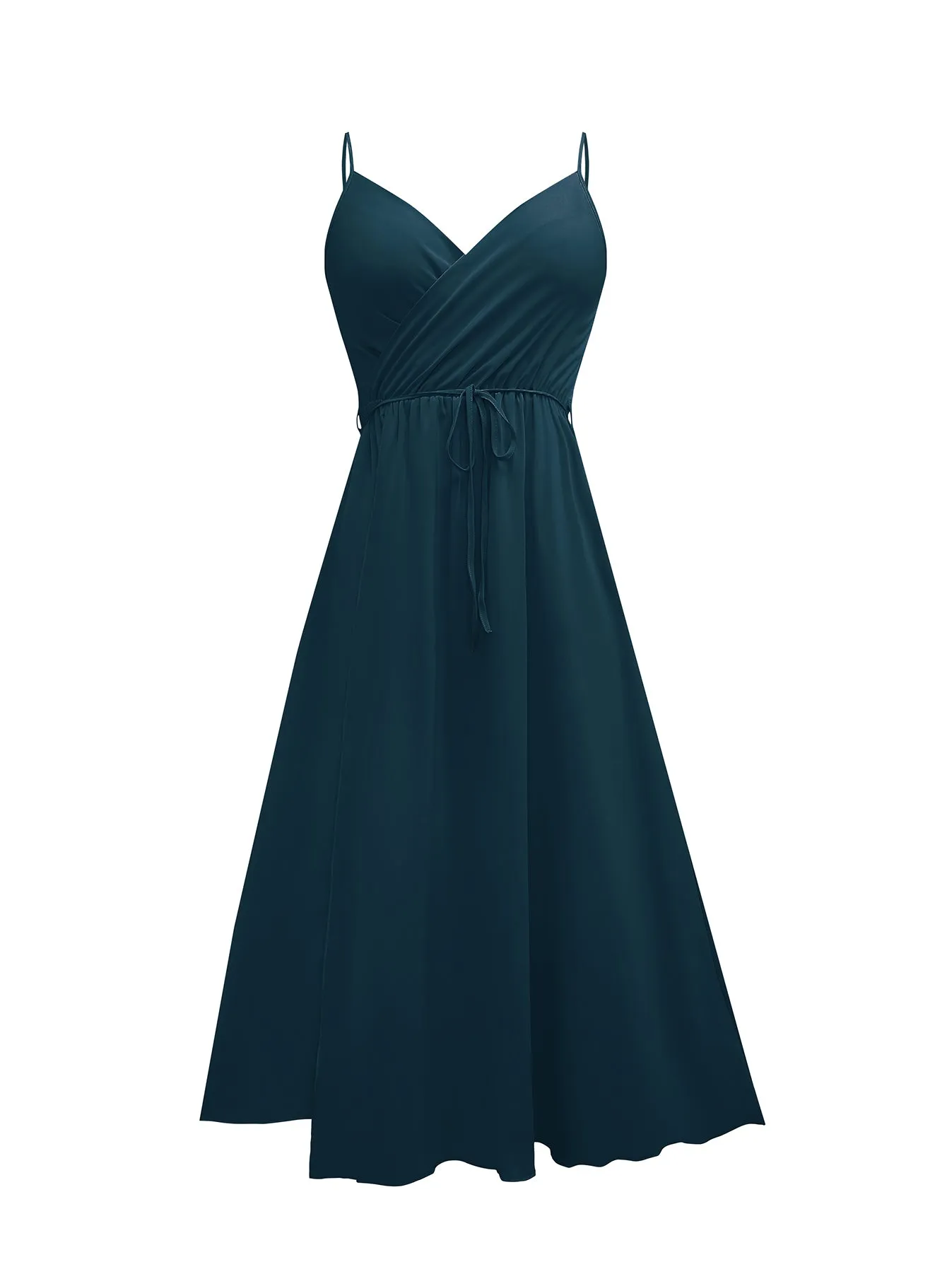 Navy Blue High Slit Wrap Maxi Dress