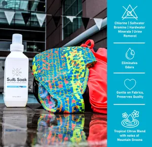 New Retails $27  TRISWIM Suit Soak Wetsuit Cleaner 12 oz | Gentle Detergent for Swim Suits, Tech Suits, and Neoprene Wetsuits | Keep your Swimsuit Clean, Fresh, and Lasting Longer