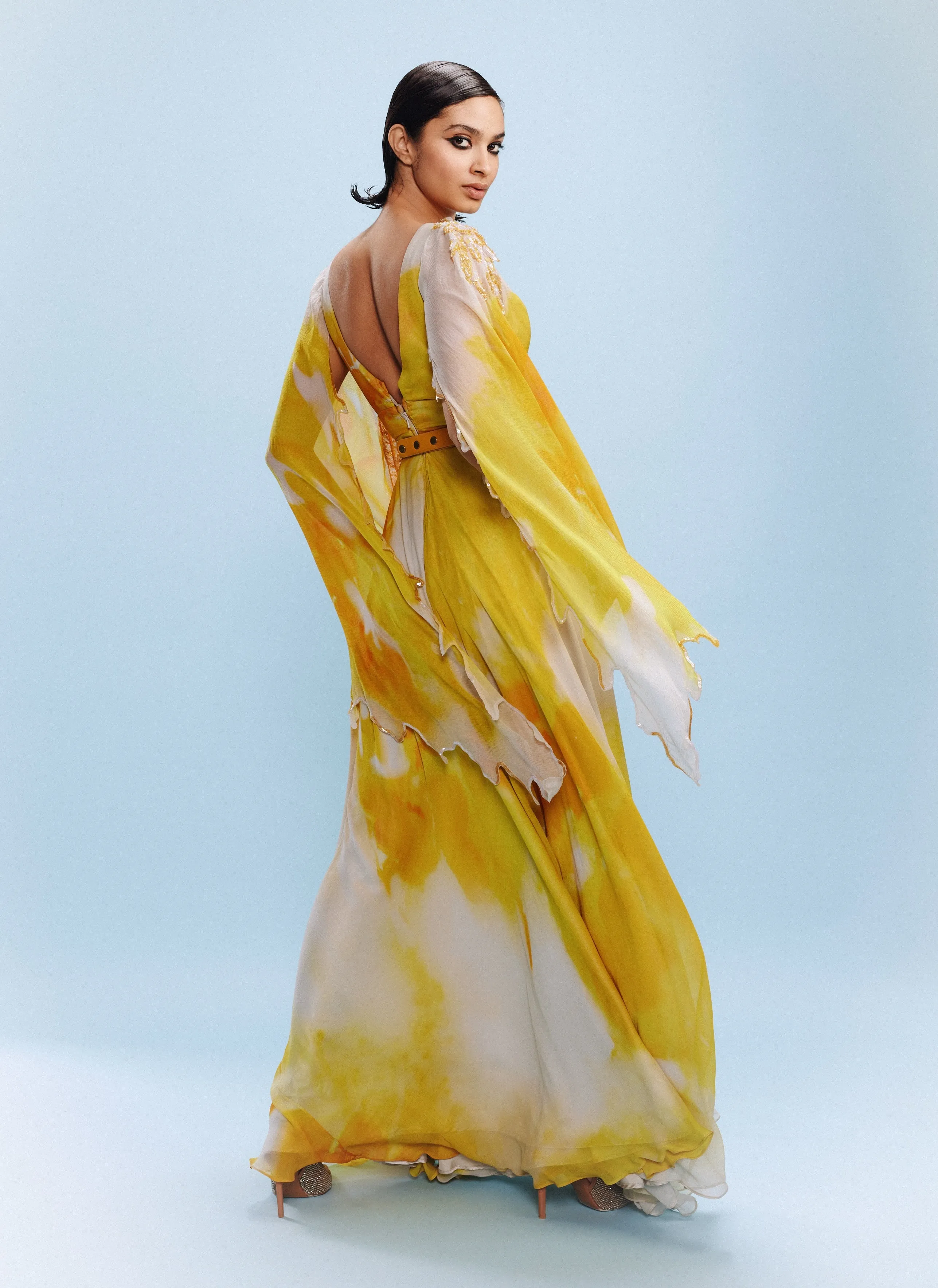 Nora yellow watercolor jumpsuit