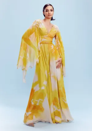 Nora yellow watercolor jumpsuit
