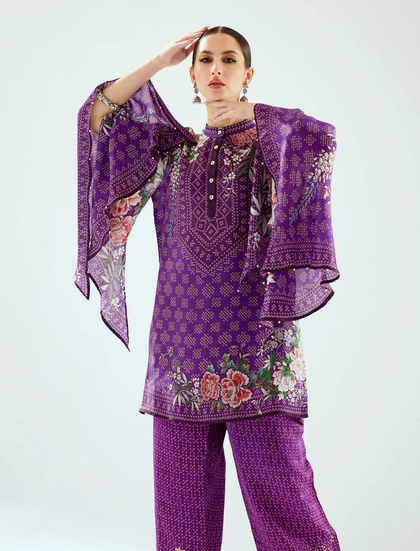 Nylla purple printed tunic