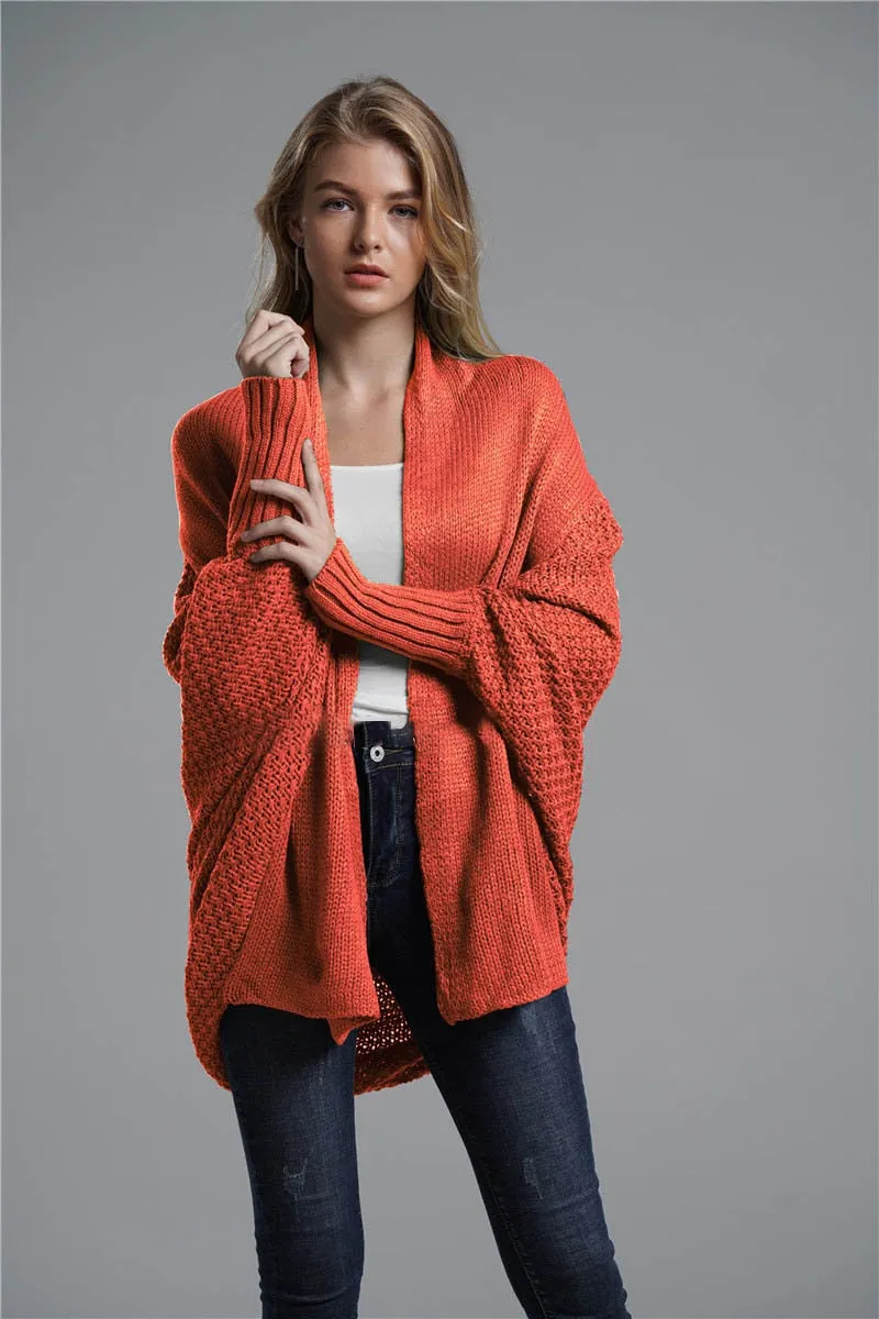 Ocher Batwing Sleeve Oversized Cardigan Sweater