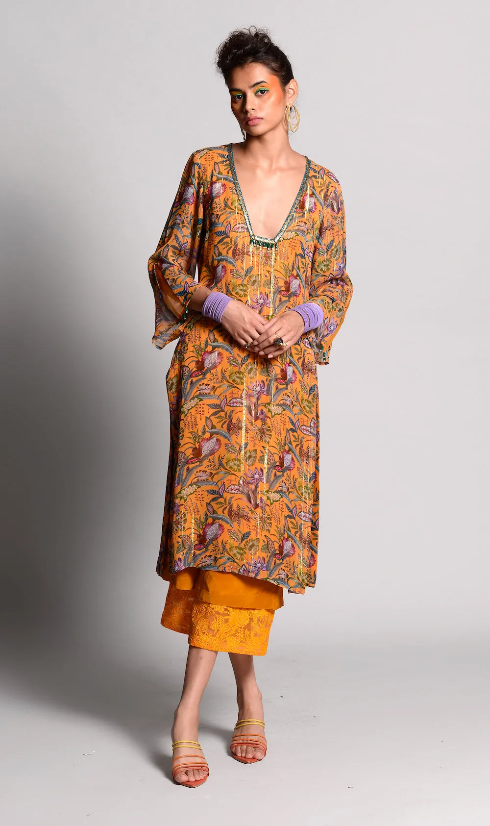 Ochre Printed Kurta Set