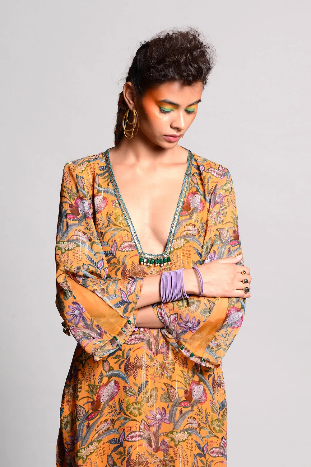 Ochre Printed Kurta Set