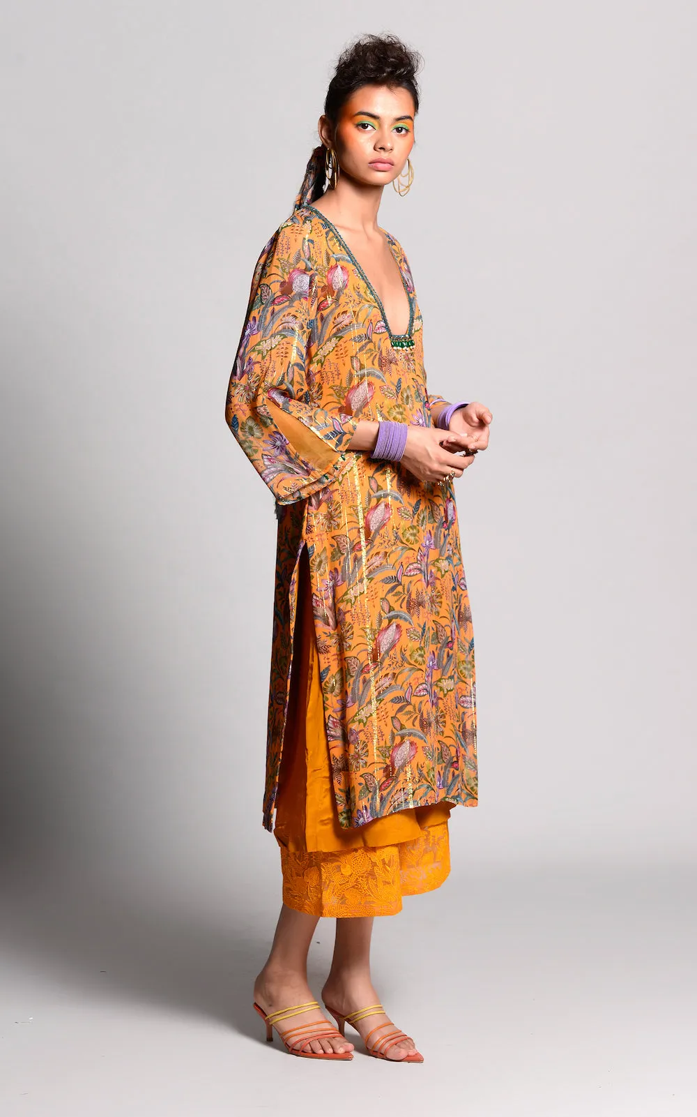 Ochre Printed Kurta Set