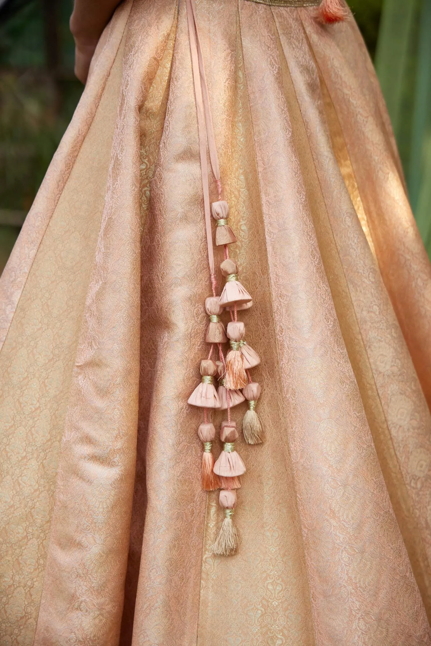 Old rose pink embroidered lehenga set