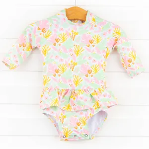 Palm Leaf Paradise Long Sleeve One Piece Rashguard