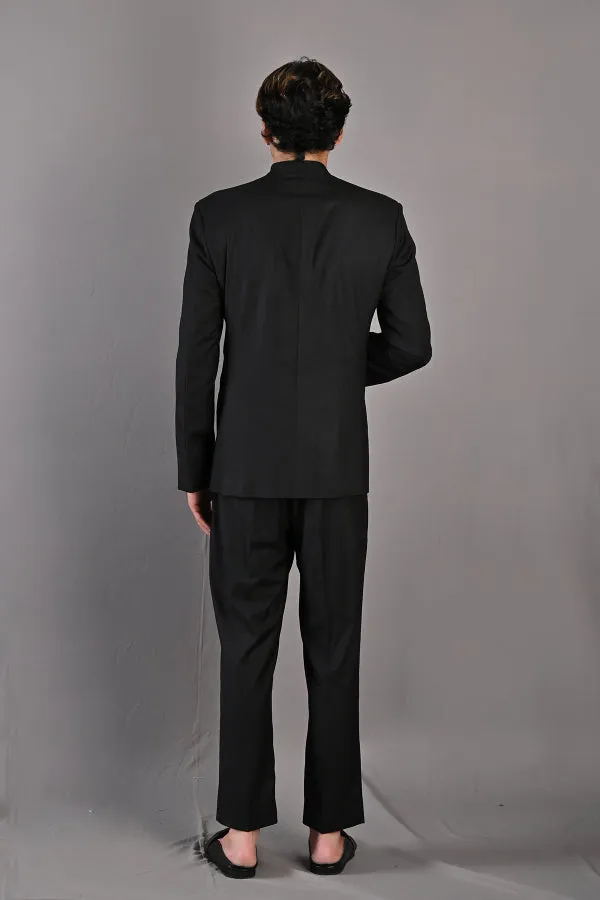 Pierre - Black Abstract Embroidered Open Jacket Set